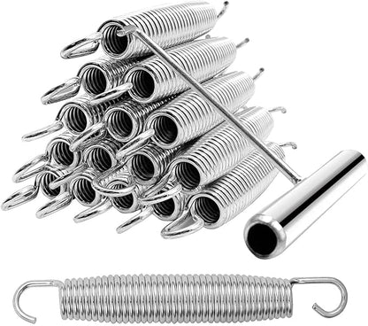 5-1/2" Trampoline Springs, Heavy Duty Stainless Steel High Tensile Replacement Trampoline Springs Set with a Spring Tool for Easy Assembly 16Pcs