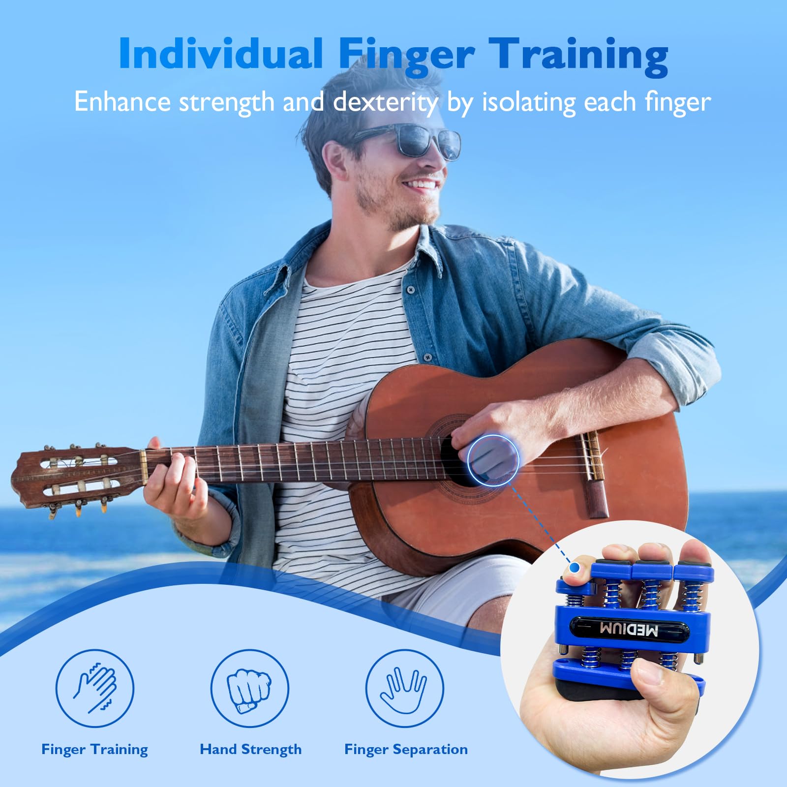 FitBeast Finger Strengthener, Finger Exerciser 4-Pack, Hand Exerciser for Improve Dexterity and