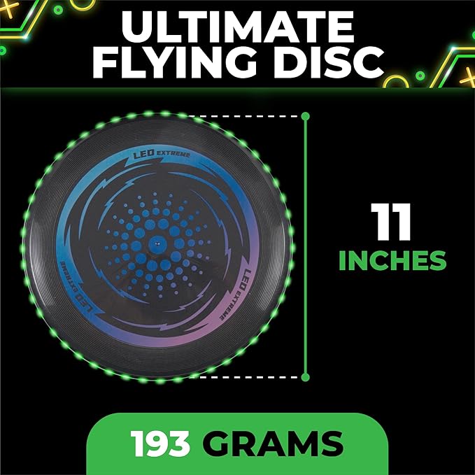 Toysery LED Light Up Fresbee - Glow in The Dark Fresbee for Kids and Adults, Flying Disc Adventure for Day and Night - Easy to Use Ideal for Camping Game