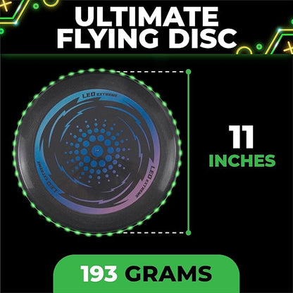 Toysery LED Light Up Fresbee - Glow in The Dark Fresbee for Kids and Adults, Flying Disc Adventure for Day and Night - Easy to Use Ideal for Camping Game