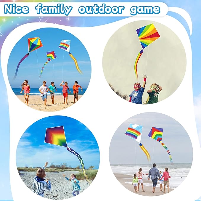 5 Pack Kites for Kids & Adults, Rainbow Butterfly Kite Delta Kites for Kids Age 4-8 8-12, Easy to Fly for Beginners, Easy to Assembled Colorful Kite for Beach Outdoor Toy Games & Family Trip