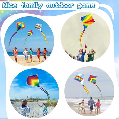 5 Pack Kites for Kids & Adults, Rainbow Butterfly Kite Delta Kites for Kids Age 4-8 8-12, Easy to Fly for Beginners, Easy to Assembled Colorful Kite for Beach Outdoor Toy Games & Family Trip