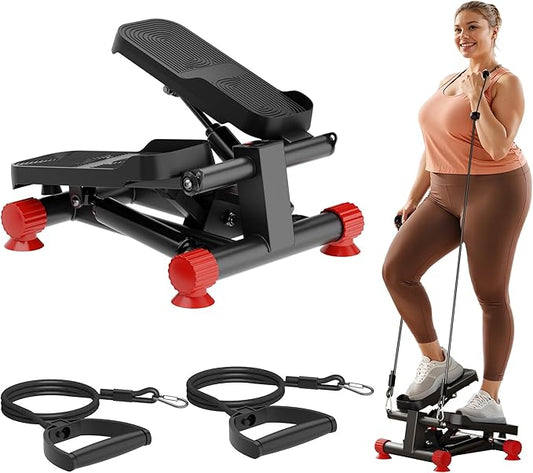 SogesPower Steppers for Exercise at Home,Mini Stair Stepper with Resistance Bands,Full Body Workout Equipment with LCD Monitor,Portable Stepper with 330LBS Capacity