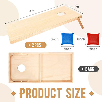 Maitys Cornhole Set 4 x 2 Feet Portable Yard Cornhole Boards Regulation Size, 2 Wooden Boards 8 Bean Toss Bags with Travel Carrying Bag for Outdoor Game Kids Adult