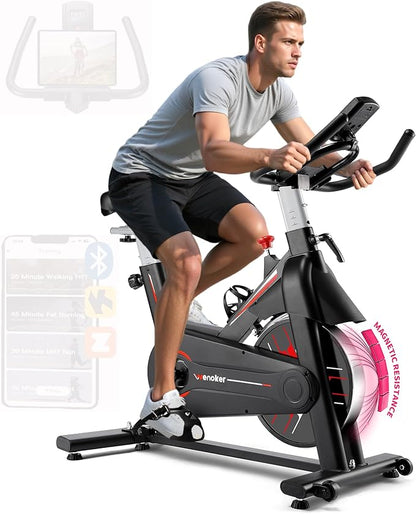 Exercise Bike, WENOKER Magnetic Resistance Stationary Bike for Home, App Supported Indoor Bike with Whisper Quiet, Heavy Flywheel and Upgraded Digital Display