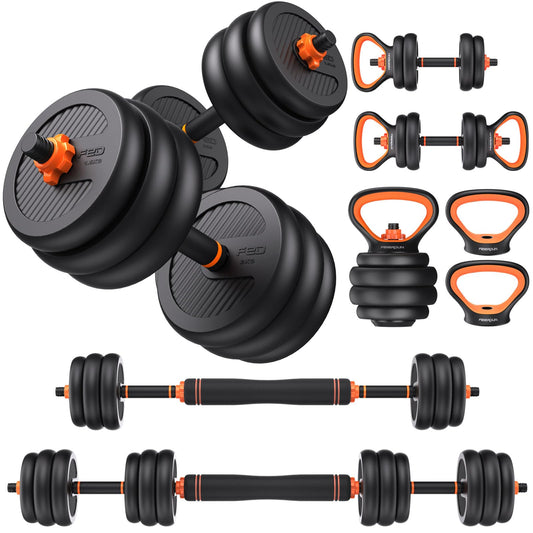 FEIERDUN Adjustable Dumbbells, 45lbs Free Weight Set with Connector, 4 in1 Dumbbells Set Used as