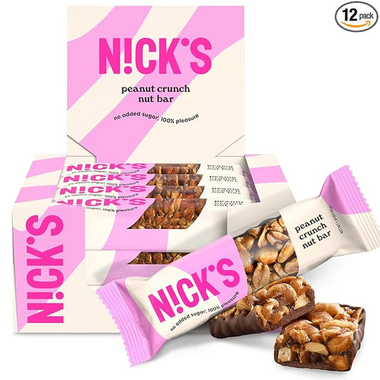 NICK'S Peanut Chocolate Snack Bar, Keto Nut Snack for Sports, Hiking & Outdoor Activities, 1G