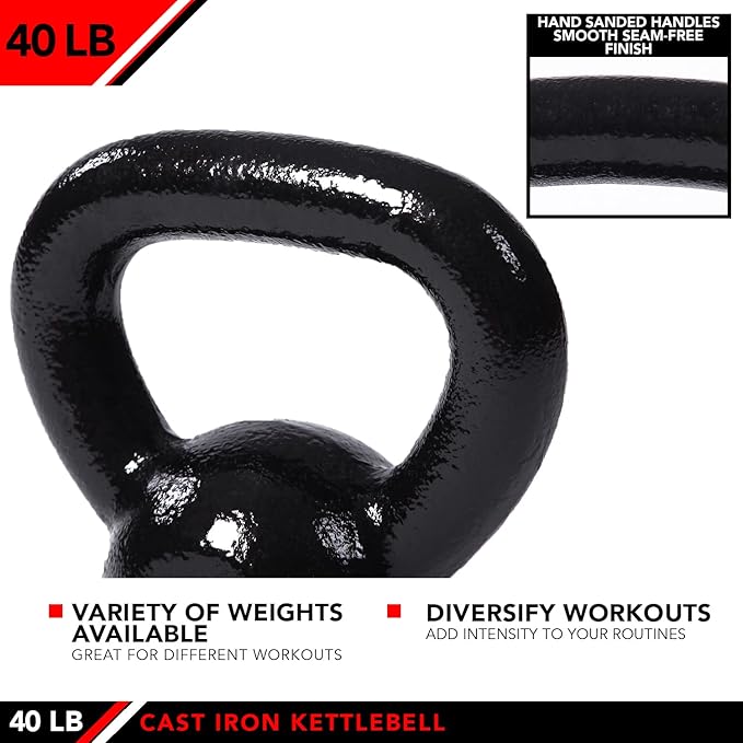 JFIT Kettlebell Weights Cast Iron, 40 LB