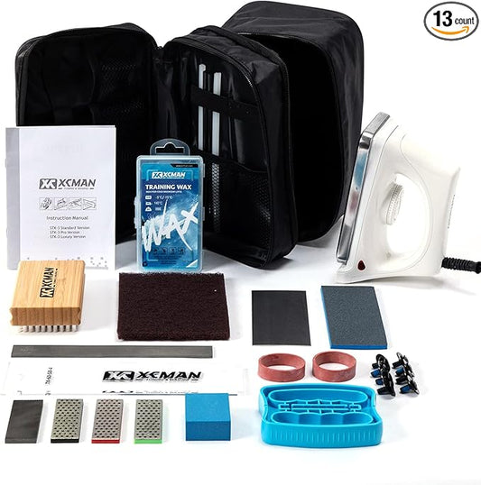 XCMAN Complete Ski Snowboard Tuning Waxing Combo Kit with Waxing Iron,Ski Wax,Side Edge Tuner,Ptex
