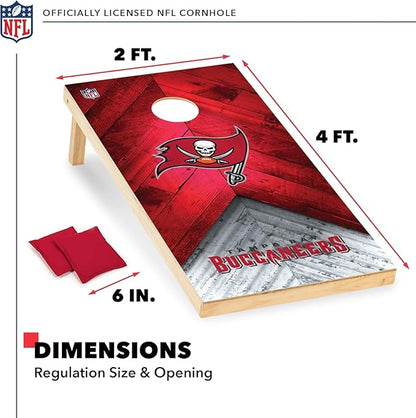 NFL Football 2' x 4' Regulation Size Solid Wood Cornhole Set with Direct Print HD Team Graphics Great Gift for Any Football Fan! Bean Bag Toss Family Outdoor Game
