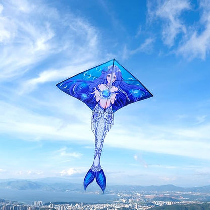 Mint's Colorful Life Mermaid Kite for Girls & Kids, Easiest to Fly Delta Kite