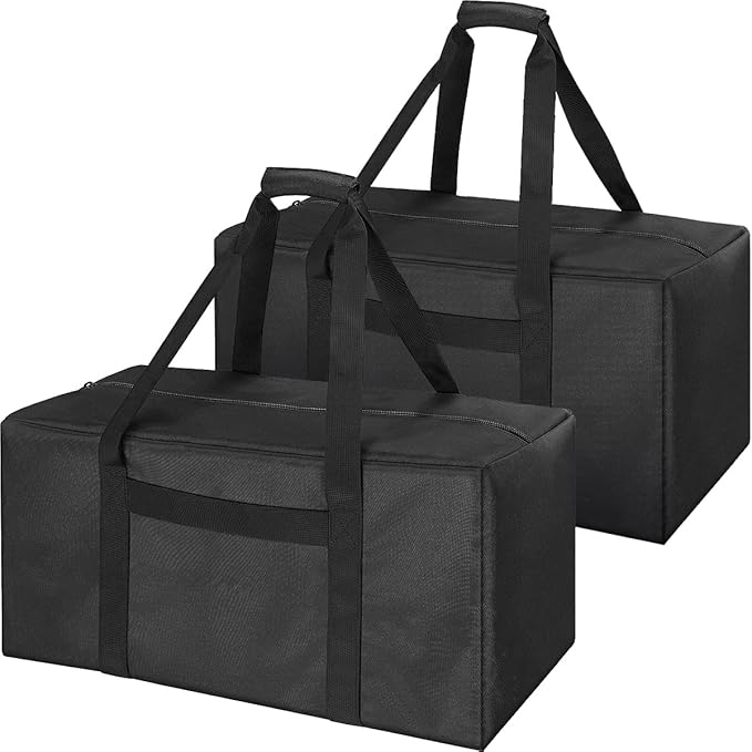 COOLBEBE 24" Sports Duffle Bag - 53L Travel Duffel Tote Bag with Upgrade Zipper Weekender Overnight, Sturdy & Water Resistant Camping duffle (2Pack Black)