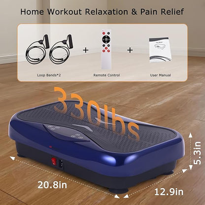 Whole Body Vibration Plate Exercise Machine ??Power Vibrating Plate for Lymphatic Drainage Weight Loss, Shake Plate Exercise Platform with Touch Screen & Resistance Bands, Equipment for Women Men