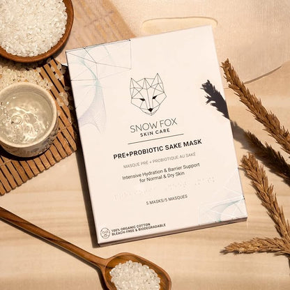 Snow Fox Skincare Pre+Probiotic Sake Mask to Brighten and Evens Out Skin Tone