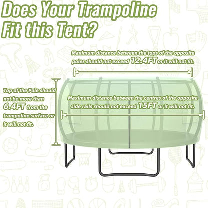 Gardenature 10FT/12FT/14FT Trampoline Tent(Tent Only), Fit Round Trampolines, Shade Cover with LED Light, Outdoor Trampolien Accessories, Anti-Tear