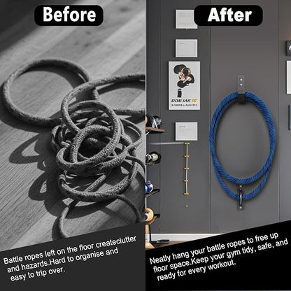 Battle Rope Wall Anchor Kit,Set with 1 Heavy Duty Battle Rope Wall Anchor and 1 Storage Hook,Battle Rope Wall Mount for Home Gym Training