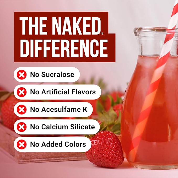 NAKED Creatine - Strawberry Flavored Creatine Monohydrate - Real Strawberry Powder, No Additives, Muscle Growth, Vegan, Non-GMO, Gluten Free, Soy Free - 45 Servings