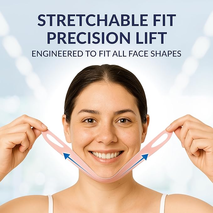Stylia V Line Lifting Collagen Face Mask - Double Chin Strap for Women - Jawline Shaper Face Lift Tape - Neck Lift Collagen Mask - Chin Strap for Sleeping - Hyaluronic Acid, Aloe Vera, Cica 7PC