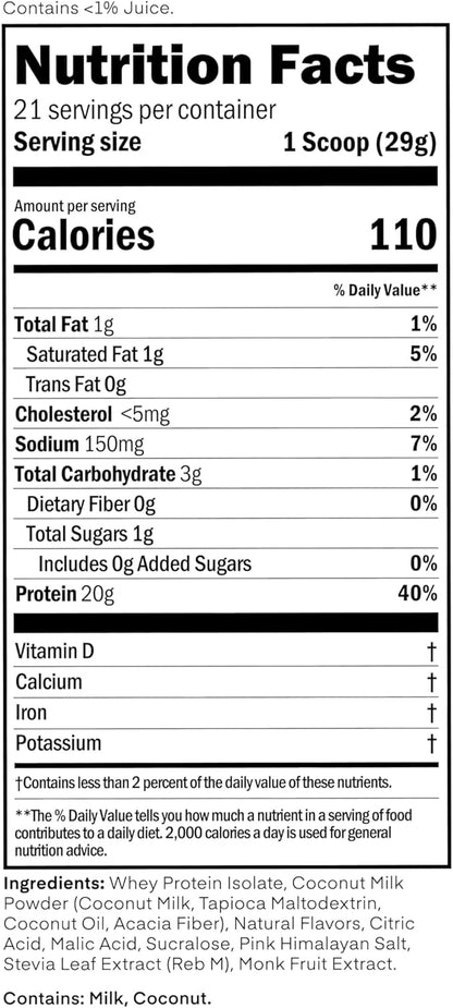 Clear Whey Isolate Protein Powder, Frosty Lemonade, 20g Complete Protein per Serving, No Added Sugar, Grass-Fed, 21 Servings