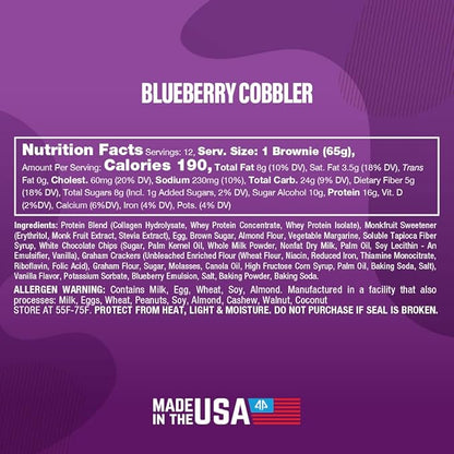 Prime Bites Protein Brownie from Alpha Prime Supplements | High Protein, Collagen Fortified Low Sugar Treat | Delicious Snack | 12 Bars per Box (Variety Pack)