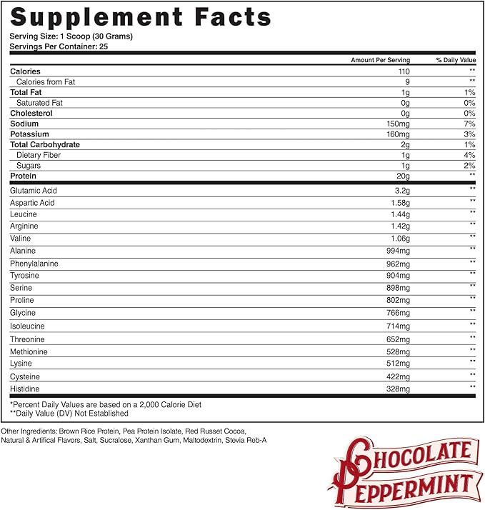 Steel Supplements Veg-PRO | Vegan Protein Powder, Chocolate Peppermint | 25 Servings (1.65lbs) | Protein Powder with BCAA Amino Acid | Gluten Free | Non Dairy | Low Carb Formula