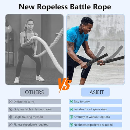 ASIEIT 2025 New Weighted Ropeless Battle Ropes for Home Gym, Heavy Duty Battle Rope for Advanced Fitness Training, Portable Workout Ropes for Working Out, Durable Exercise Rope for Home Workout
