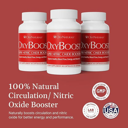 OxyBoost Nitric Oxide Supplement for Men & Women - Supports Circulation, Promotes Wellness, Vitality, Mental Clarity & Improved Circulation - Natural Formula with Vinitrox - 60 Capsules (Pack of 1)