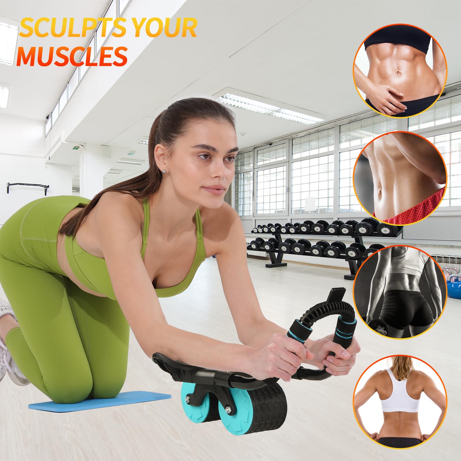 2026 Upgraded Ab Roller Wheel with Knee Mat &Timer