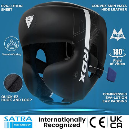 RDX Kids Boxing Headgear, MMA Training, Adjustable Padded Kara Muay Thai Juniors Head Gear, Kickboxing, Sparring, Martial Arts, Karate, Taekwondo Youth Girls Boys Helmet, Home Gym Workouts