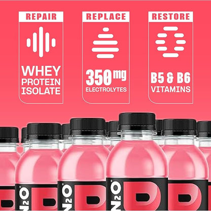 Protein2o Hydration Drink - 2-in-1 Liquid Clear Whey Protein Isolate and Electrolyte Drink - 20g Protein, Vitamins B5, B6 - Post-Workout Recovery - 16.9 Fl Oz - 12 Count Strawberry Watermelon