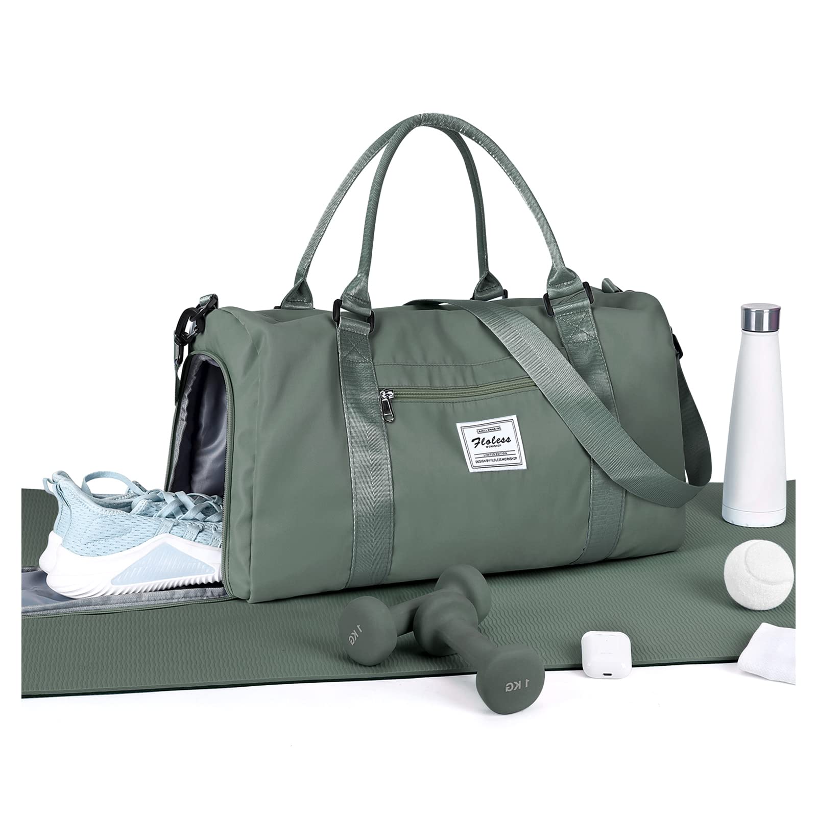 Gym Bag Womens Mens with Shoes Compartment and Wet Pocket Travel Duffel Bag for Women for Plane