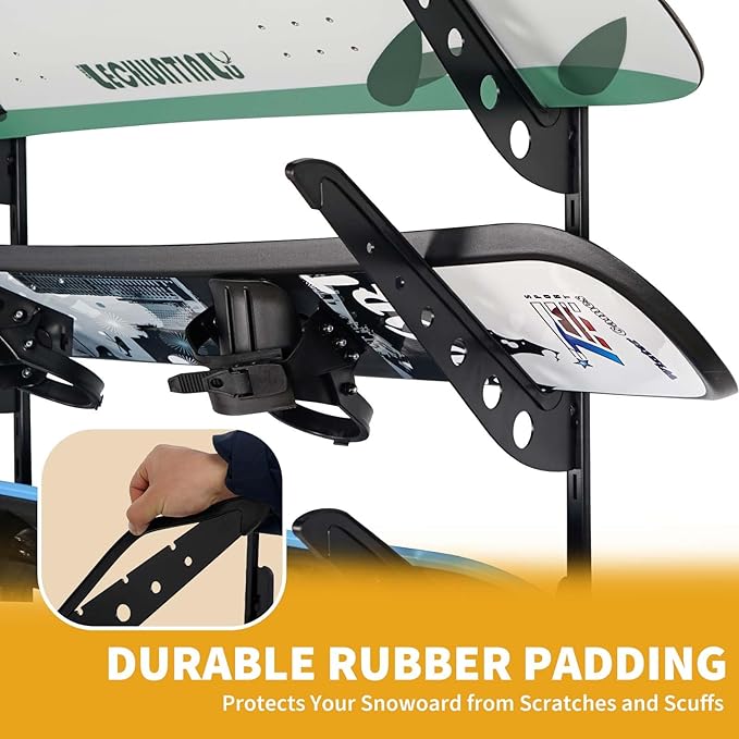 5 Board Snowboard Wall Racks, Adjustable Storage Rack for Ski, Surfboard, Wakeboard, Snowboard Wall Mount Display, Black