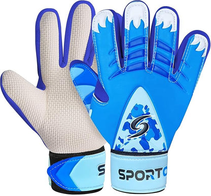 Sportout Kids Goalkeeper Gloves, Soccer Gloves with Double Wrist Protection and Non-Slip Wear Resistant Latex Material to Give Protection to Prevent Injuries