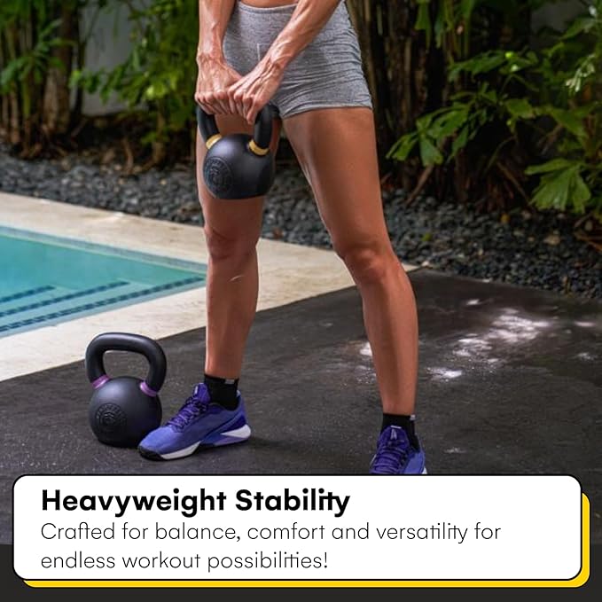 Kettlebell Kings Powder Coated Kettlebell Weights - 9-97 lb Strength Training Kettlebells for Men and Women - Hand Weights Workout Gym Equipment - Weights Set for Home Gym- New