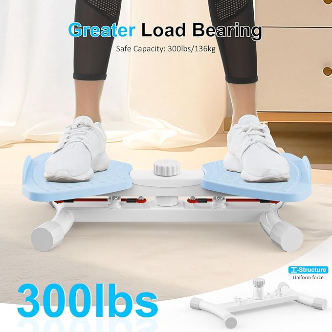 Waist Twister Ab Machine, 300 lbs Capacity Exercise Twist Board with Resistance Bands, Core Trainer Belly Fat Burner, Noiseless Waist Sculptor with Foot Massage