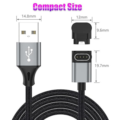 AGVEE 2 Pack 1.5ft Short Charger for Garmin Watch, L-Shape Charging Cable for Fenix, Forerunner, Vivoactive, Instinct, Venu, Tactix, Approach, D2, Quatix Series, Right Angle Braided, Dark Gray