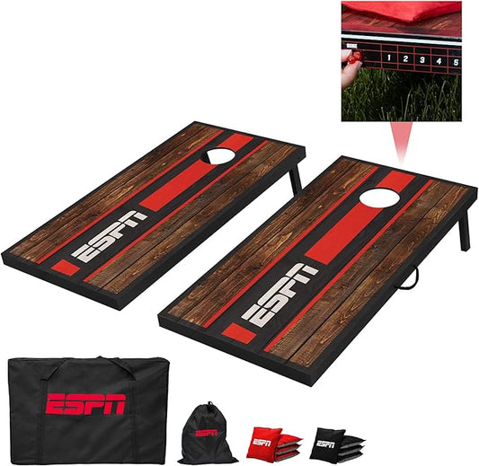 ESPN Cornhole Board Set Includes Bean Bags and Travel Case, Ideal for Kids Games, Family Games, and