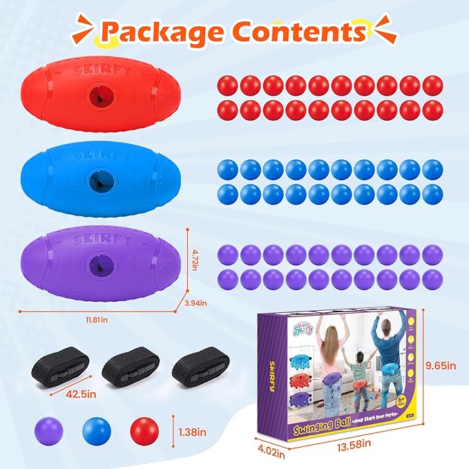 3 Pack Shaking Swing Balls Set for Kids Adults, Outdoors Indoors Birthday Games Toy with 60 Balls, Carnival Bachelorette Party Games for Boys and Girls, Lawn Minute to Win It for Kid 4 5 6+
