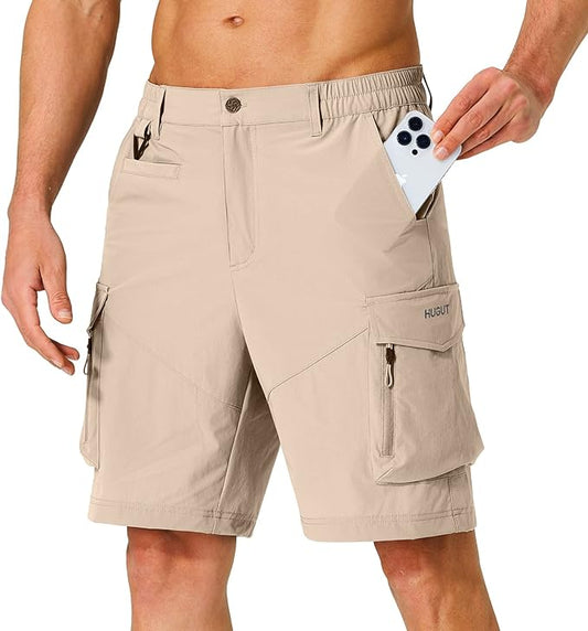 Men's Hiking Cargo Shorts Quick Dry Lightweight Travel Shorts with Multi Pockets for Fishing