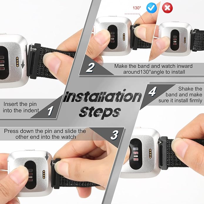 Tiptops 3 Pack Bands Compatible with Fitbit Versa 2/Fitbit Versa/Versa Lite/Versa SE for Women Men, Soft Nylon Sports Loop Replacement Wristband for Fitbit Versa 2 Straps