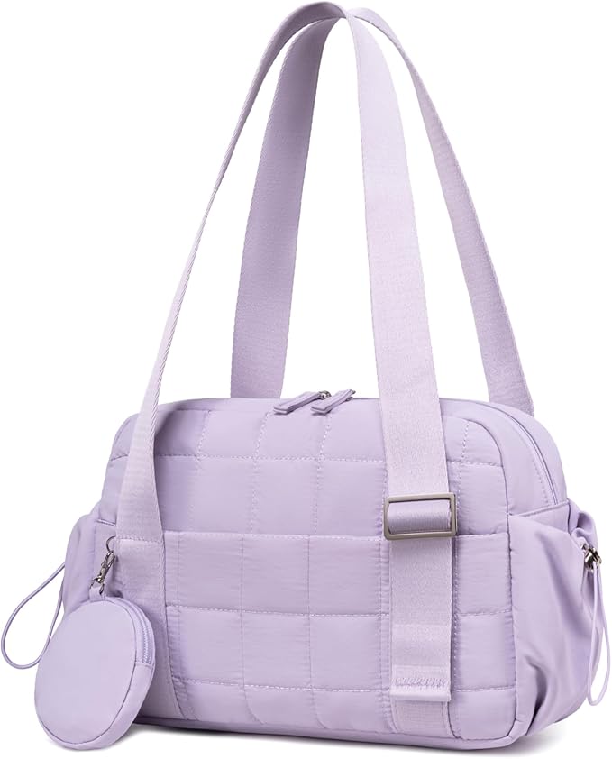 CAMTOP Mini Gym Bag for Women, Small Gym Tote Bag Puffy Quilted Sports Duffel Bag with Wet Compartment and Coin Purse Duffel Bags Dance Yoga Workout Bag