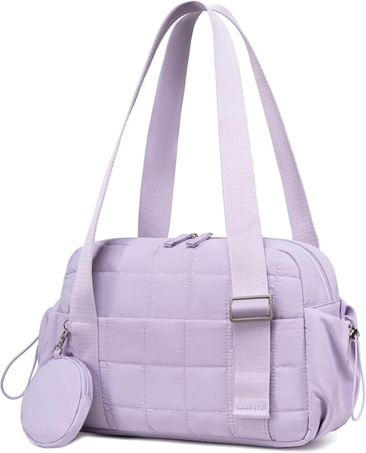 CAMTOP Mini Gym Bag for Women, Small Gym Tote Bag Puffy Quilted Sports Duffel Bag with Wet Compartment and Coin Purse Duffel Bags Dance Yoga Workout Bag