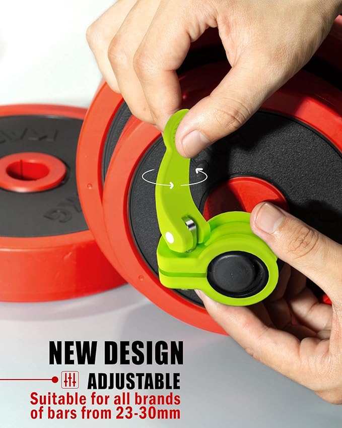 Narrow Barbell Clips 2.5cm Width for Olympic Bars, 0.9-1.18inch Adjustable Weight Clamps, Quick Release Locking Collars for Weightlifting