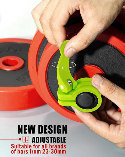 Narrow Barbell Clips 2.5cm Width for Olympic Bars, 0.9-1.18inch Adjustable Weight Clamps, Quick Release Locking Collars for Weightlifting