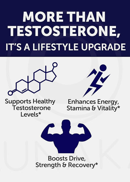 Lunakai USA Made Natural Testosterone Booster for Men with Tongkat Ali, Ashwagandha & Shilajit - Testosterone Supplement for Strength, Energy & Stamina, 60ct