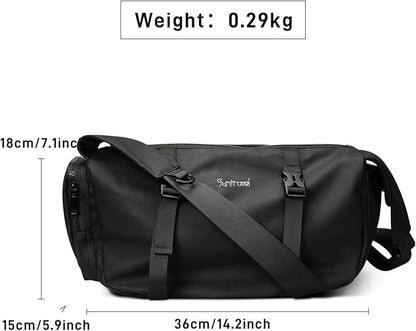 Small Sports Bag Waterproof Ultra-Light Gym Duffle for Men & Women Compact Mini Crossbody Bags, Perfect for Running, Travel & Fitness (black-quilting)