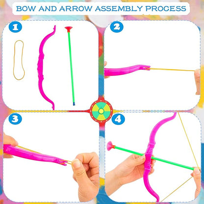 60 Pack Kids Bow and Arrow Sets Mini Bow and Toy Arrow Small Archery Bow Shooter for Kids Sports FunTarget Outdoor Game Sport Party Favors Gifts
