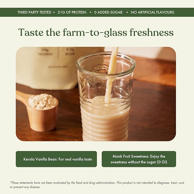 No Nonsense Plant Protein, Organic Brown Rice & Pea Isolate, Easy Digestion, 24G Protein/Serving, Gluten & Lactose Free Real Kerala Vanilla Bean 500 G (Pack of 1)