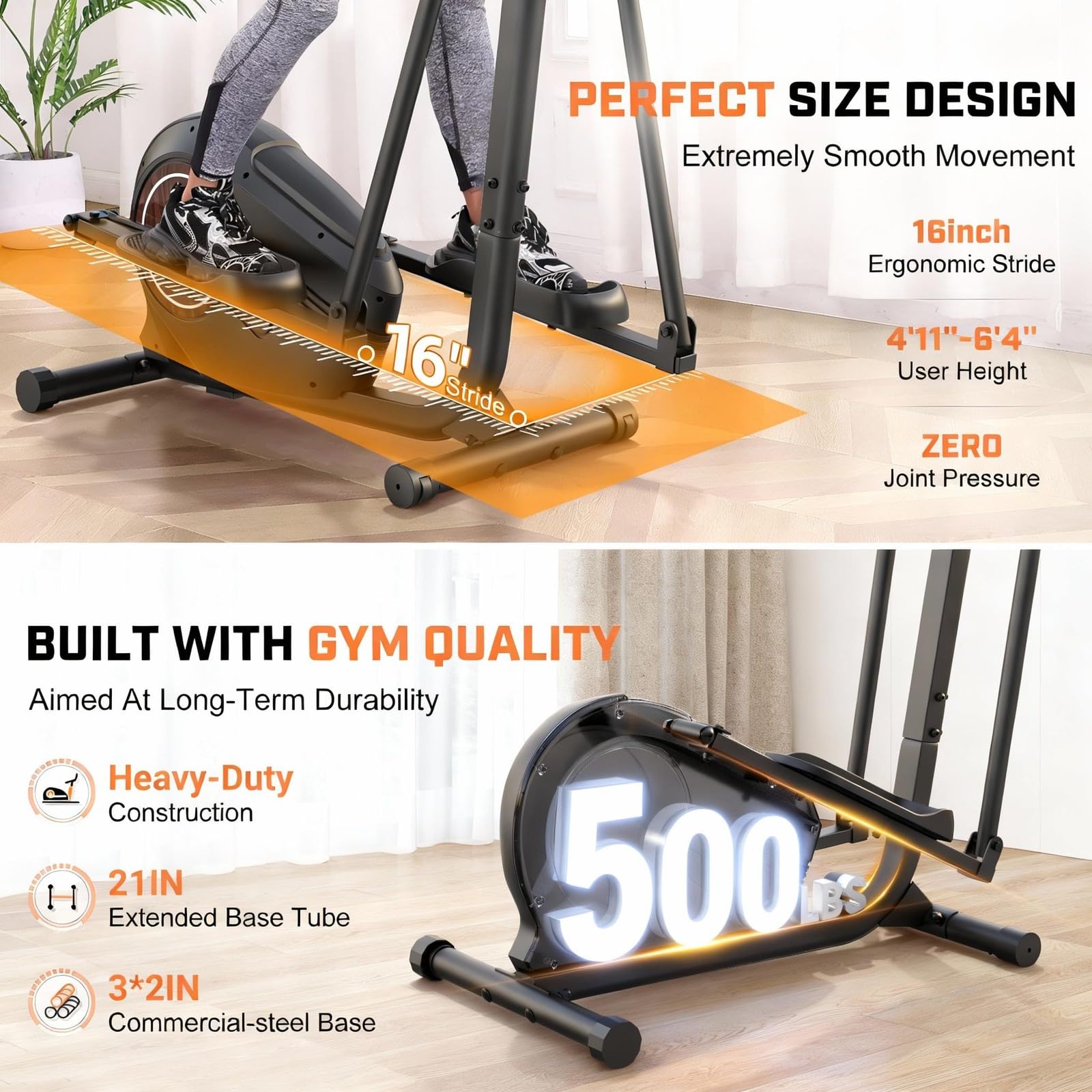ANCHEER Elliptical Exercise Machine, Elliptical Trainer for Home Gym, Exercise Equipment 500Lbs Max