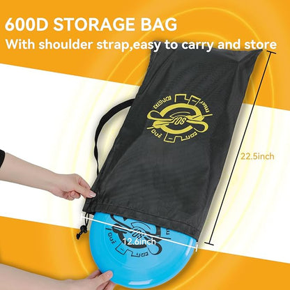 Super Stable Outdoor Flying Disc Game Set, Portable Fun Bottle Drop Yard Game for Family, Adult & Kids with Adjustable Heavy Duty Steel Pole, Durable Bag - Easy Set Up